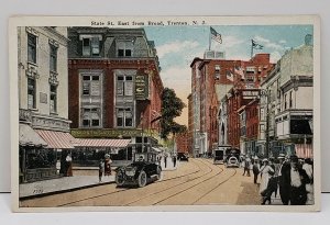 Trenton NJ State St East from Broad St 1921 Busy Street Scene Postcard B2