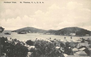 ST. THOMAS VIRGIN ISLANDS USA SHIPS HARBOR VIEW POSTCARD (c. 1910)