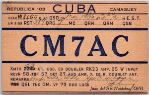 1936 QSL Radio Card Code CM7AC Cuba Amateur Radio Station Posted Postcard