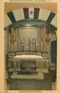 WASHINGTON DC FRANCISCAN MONASTERY ANNUNCIATION GROTTO POSTCARD c1940s