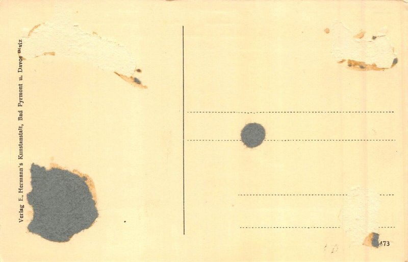 A102 Germany Bad Pyrmont Pension Sign vintage postcard