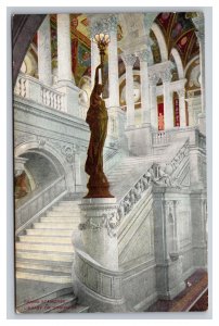 Vintage 1910s Postcard Grand Staircase, Library of Congress, Washington, D.C.