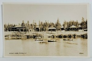 PICTOU LODGE, NS. Canada Rowing on Lake Cabins People RPPC Postcard N10