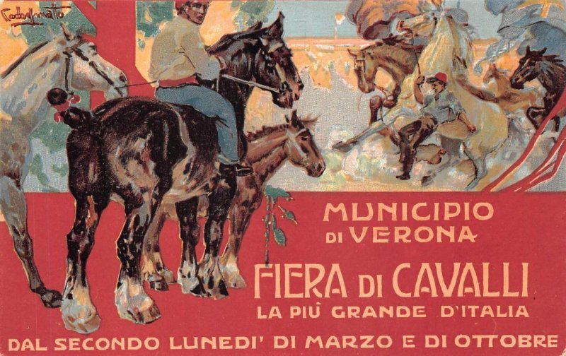 GRANDE FIERA CAVALLI ITALY HORSE RACING EXPO ADVERTISING POSTCARD (1907)