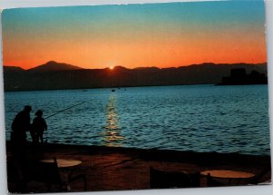 Postcard Greece Nauplia - Sunset in the port Fishing