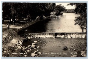 1948 View Of Island Park Rock Rapids Iowa IA, Fargo ND RPPC Photo Postcard