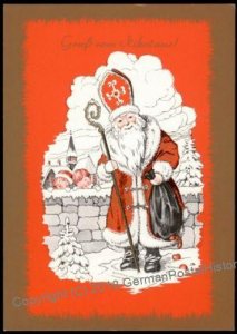 Austria 1960s Classic Krampus St Nicholas Santa Christmas Card UNUSED 95376