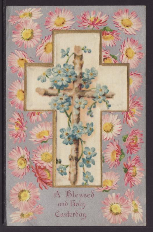A Blessed and Holy Easter,Cross,Flowers