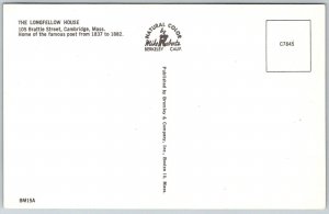 Cambridge Massachusetts 1960s Postcard Longfellow House