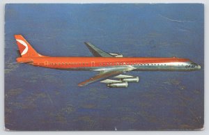 Transportation~Red Cp Air DC-8 Aircraft In Air~Vintage Postcard