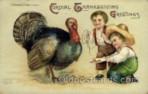 Artist Ellen Clapsaddle, Thanksgiving 1908 light corner wear, postal used 1908
