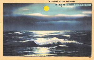 Rehoboth Beach Delaware Waterfront Full Moon Antique Postcard K107129