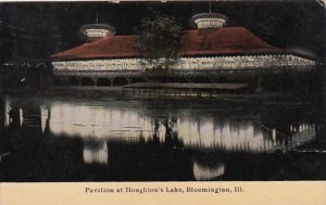 Illinois Bloomington Pavilion At Night Houghton's Lake 1915 Curteich