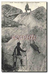 Old Postcard Hunting chamois hunters in the Alps TOP