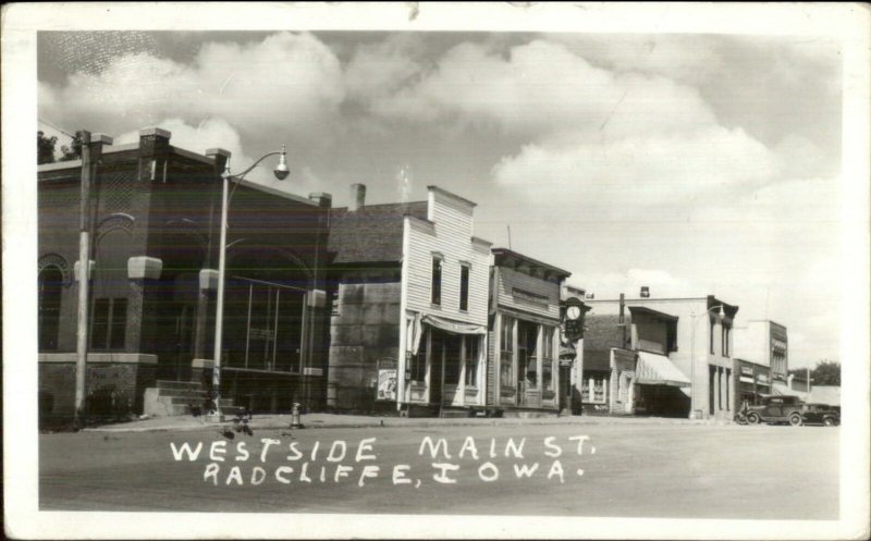 Radcliffe IA Westside Main St. 1942 Used Real Photo Postcard