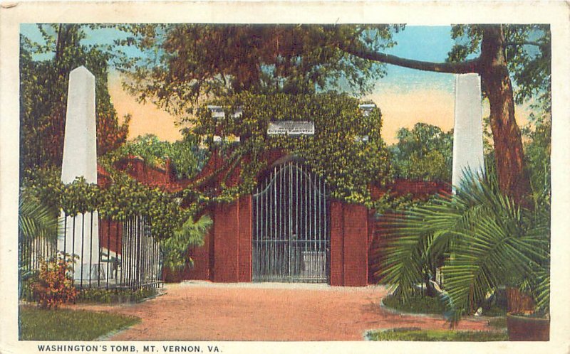 Postcard Mount Vernon, Virginia Washington's Tomb WB Unused