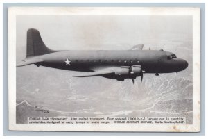 Douglas C-54 Skymaster Army Transport Real Photo Postcard RPPC WJ Gray EKC