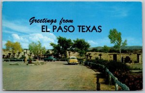 Vtg El Paso TX Texas Roadside Park Old Cars 1950s Roadside View Postcard