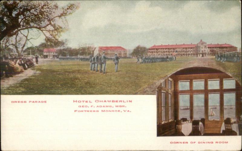 Fortress Monroe VA Hotel Chamberlin c1910 Postcard DRESS PARADE