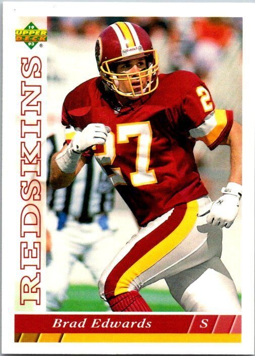 1993 Upper Deck Football Card Brad Edwards Washington Redskins sk 21424
