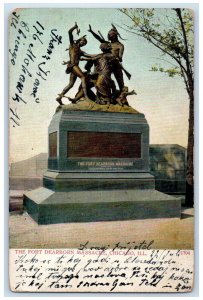 The Fort Dearborn Massacre Statue Monument Chicago Illinois IL Antique Postcard