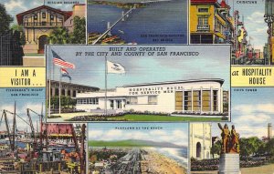 WW2 Era, Linen, San Francisco Hospitality House, CA, Old Postcard