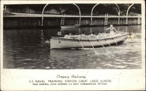 Great Lakes Illinois IL Naval Training Station Row Boating Real Photo Postcard