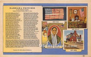 Barbara Fritchie, Her Flag, Home - Frederick, Maryland MD Postcard