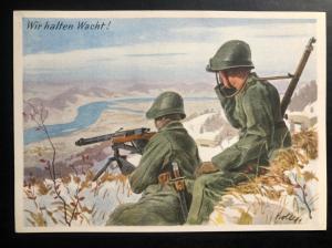 Mint Switzerland Picture Postcard PPC we keep the watch Feldpostcard army label