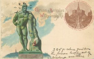 Germany Kassel Hercules monument Herkules litho postcard 1906 to Plainfield U.S. 