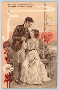 PFB Romance~Victorian Couple~Heart Sunset~Art Nouveau Daisies~Emboss~7197 