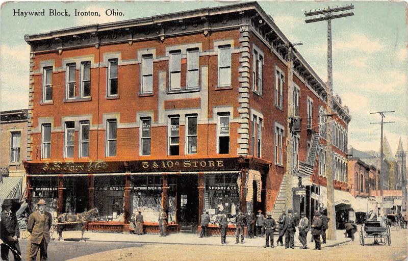 E50/ Ironton Ohio Postcard c1910 Hayward Block Knox Department Store