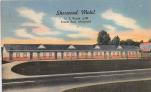 SHERWOOD MOTEL U.S. ROUTE 40 NORTH EAST MARYLAND ADVERTISING POSTCARD (c. 1940s)