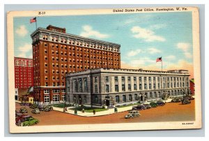 Vintage 1940's Postcard American Flag US Post Office Huntington West Virginia