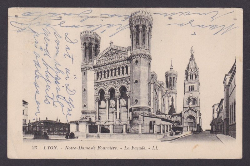 FRANCE, Postcard, Lyon, Notre-Dame de Fourvière, The facade