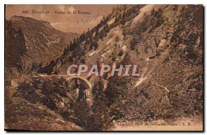 Old Postcard Dauphine Gorge Bourne Bridge Ghoul Black