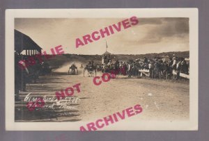 Glenwood MINNESOTA RPPC 1908 HARNESS RACE Horse Racing Trotting nr Alexandria MN 