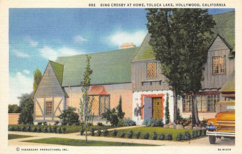 Bing Crosby At Home, Toluca Lake, Hollywood, CA c1930s Vintage Postcard