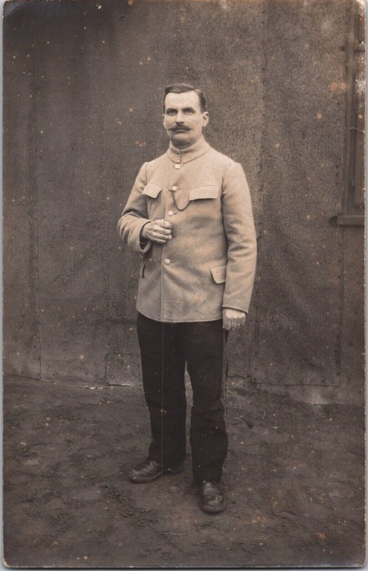 World War 1 Soldier Mustache Military Vintage RPPC 03.62