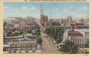 Ohio Columbus Looking West On Broad Street From Memorial Hall Curteich