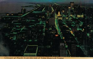 USA Chicago at Night From The Top Of John Hancock Center Vintage Postcard 07.40