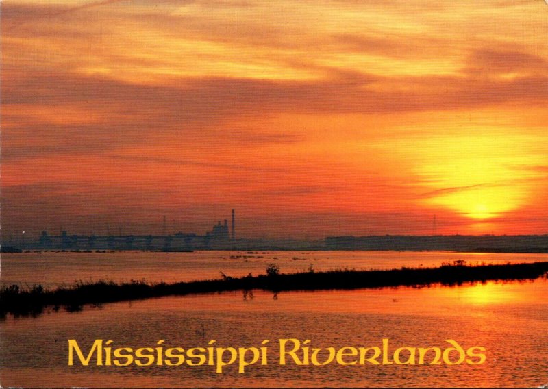 Mississippi River Sunrise Just Above Melvin Price Locks and Dam 26 Near Alton...