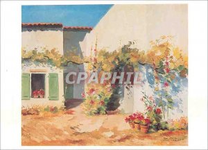 Modern Postcard Ile de Re Court Fleurie aux Roses Tremieres Louis Suire Paint...