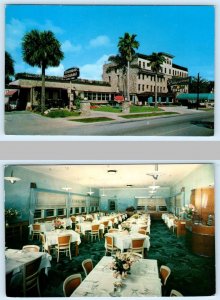 2 Postcards DAYTONA BEACH, FL ~ Interior/Exterior RIDGEWOOD HOTEL Dining Room