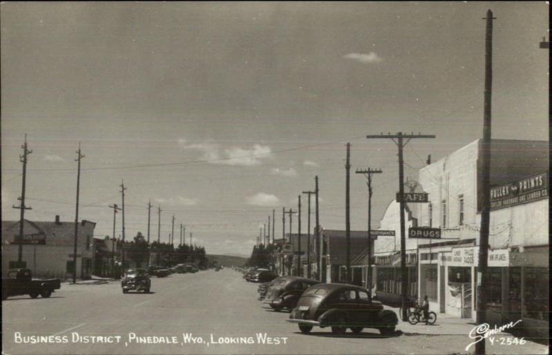 Pinedale WY Business District Cars SANBORN Real Photo Postcard Drugstore 