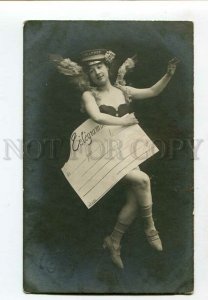 3134825 Lady Winged ANGEL w/ Telegramme POSTMAN Vintage PHOTO 3