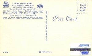 Los Cruces New Mexico Palms Motor Hotel Chrome Postcard Unused Dexter Press