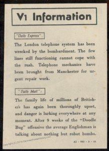 V1 Shadow Over England Rocket Leaflet London Blitz 93380