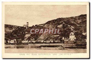 Postcard Old Caub Mit Und Die Burg Gutenfels Pfalz