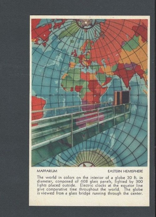 Post Card Boston MA Mapparium Eastern Hemisphere Composed Of 608 Glass Panels--